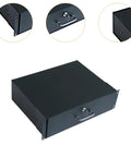 19 Inch Rack Mount Server Drawer With Smooth Silent Glide Tracks And Secure Front Latch Holds Network Hardware Tight While Keeping Workplace Chaos On A Leash A Real Smart Storage Flex, showing black metal design and front latch.