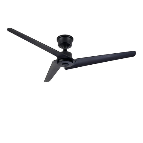 Top view of Neojoyoenix 52" 'Flush Mount & Rod ABS 3 Blades Ceiling Fan with Remote Control No Lights, Black.