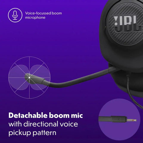 Wired Over Ear Gaming Headset With Detachable Microphone Mute Option And Fabric Covered Memory Foam Ear Cushions For All Platforms Immersive Quantum Sound Signature For Pro Gamers And Casual Streams with detachable boom mic.