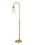 70 Inch Tall Arc Floor Lamp With Teardrop Seeded Glass Shade In Brass Finish, Clean Glam Vibe For Living Room Or Bedroom
