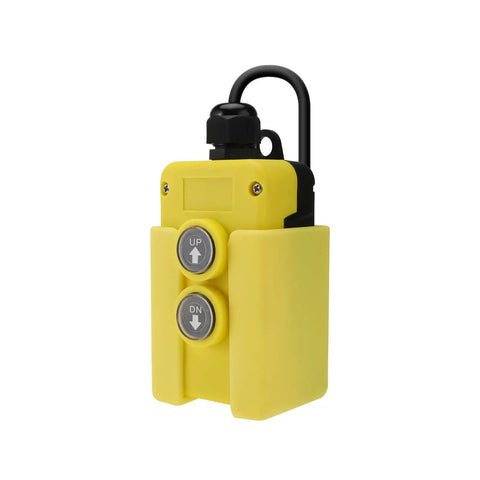 12V DC 4-Wire Remote Switch For Hydraulic Dump Trailer Dual-Acting Pump, 2-Button Pendant Control, yellow casing