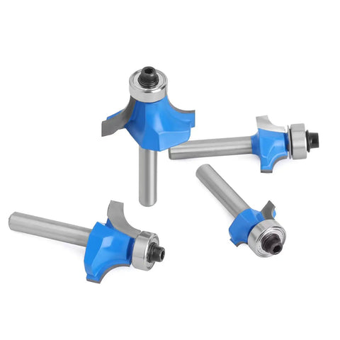 Top Tier Seven Piece Roundover Router Bit Set Featuring Quarter Inch Shafts And Razor Sharp Carbide Tips for wood router tasks.