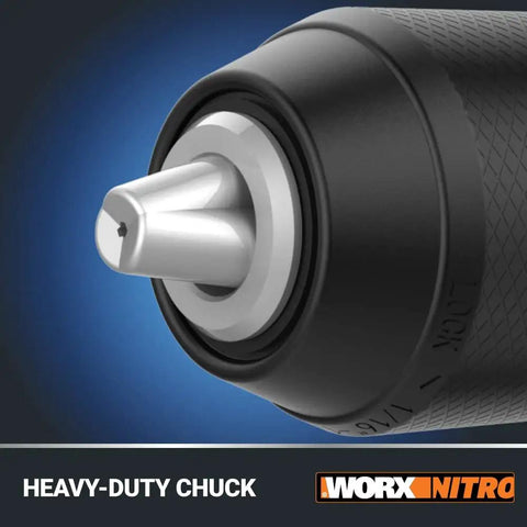 Close-up of heavy-duty chuck on Power Share 20V Cordless Hammer Drill With Brushless Motor 1/2 In Heavy-Duty Chuck Nitro Performance