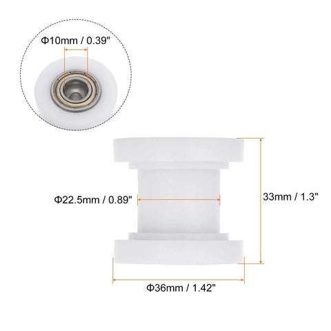 Heavy Duty Nylon Chain Roller Pulley Tensioner Groove Guide Wheel Slider For Mini Motorcycle Dirt Bike Atv Go Kart White dimensions shown