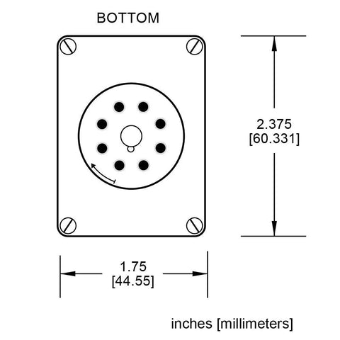 Diagram of Heavy Duty 3 Phase Voltage Monitor Plug In For 190 To 480V Systems With Variable Trip Point, 8 Pin Octal Base.
