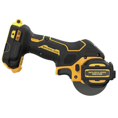 Side view of 20V Max Cordless Angle Grinder Kit With Brushless Motor 3 Inch Cut And Grind Includes Diamond Tile Wheel Diamond Multi Material Wheel And Bonded Abrasive Wheel For Tough Jobs And Smooth Fast Results