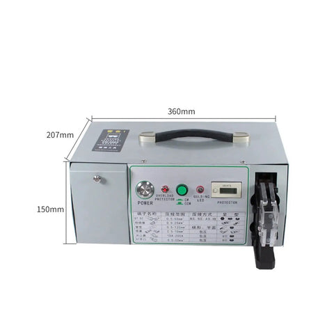 Get The Job Done Right With This Em-50B2 Pneumatic Crimper, semi-auto cable crimping machine with power indicators and handle.