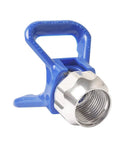 G5 Airless Spray Gun With Guard And 517 Tip For Airless Paint Sprayers component detail, showing blue handle and connector