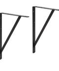 Beefy Heavy Duty Metal Shelf Brackets Set For 20 Inch By 13 Inch Black Powder Coated Steel 1000 Lbs Per Pair Three Pre Drilled Quarter Inch Holes On Each Side Mounting Hardware Not Included