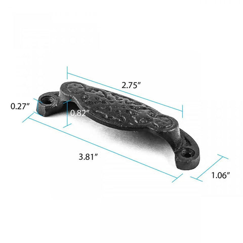 Dimensions of Black Iron Cup Bin Pull Cabinet Drawer Handle Set Pack Of 12 With Rugged Iron Construction And Rust Resistant Powder Coat Finish