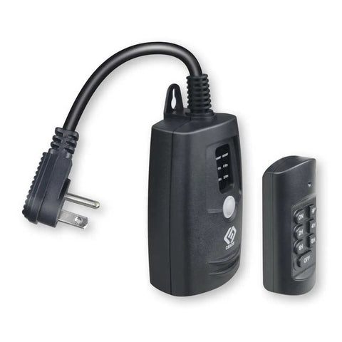 Smooth Operator Outdoor Remote Control Photocell Timer With Dusk To Dawn Sensor, including remote, plugs into grounded outlets.