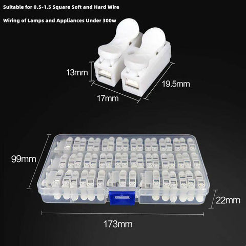 Push Quick Wire Connector Kit 55 Piece Boxed Set With Spring Type Cable Connectors White Terminal Block For DIY Home Lighting Projects And Automotive Wiring Durable Flame Retardant Engineering Plastic Construction