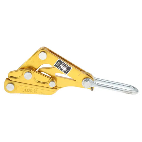 Baosity Rope Grip Puller Tool For Tensioning Cables 25-70Mm Aluminum Alloy rigging hardware with a heavy-duty golden clamp design.