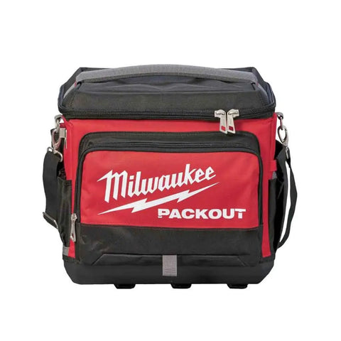 Front view of red and black Packout Jobsite Cooler Red Built Tough For All Day Ice Retention On The Go Heavy Duty Portable Ice Chest