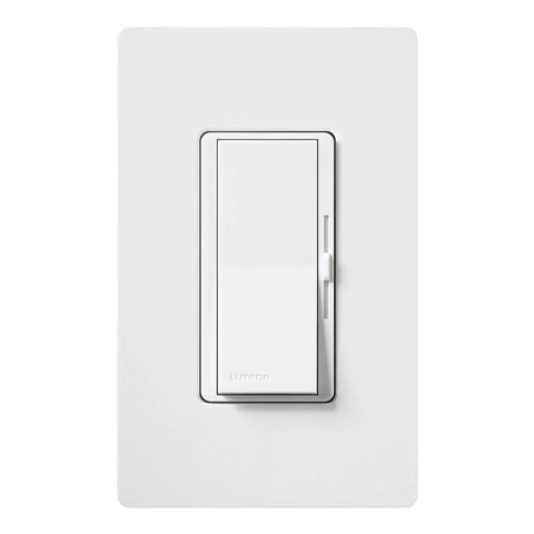 Diva LED Plus Dimmer Light Switch For Dimmable LED Halogen And Incandescent Bulbs 150 Watt Single-Pole Or 3-Way White Front View