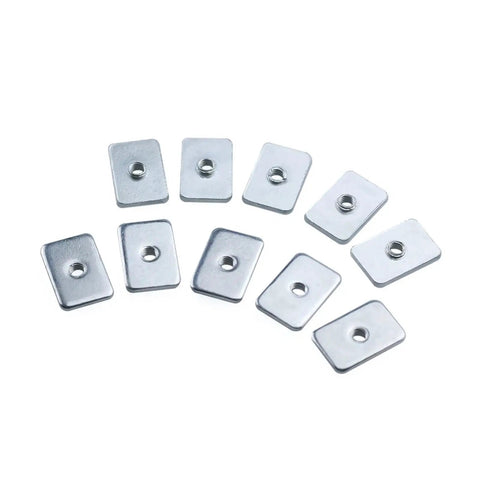 Top view of Beefy Zinc Plated Tee T Nuts M3 M4 M5 for 20 Series V Slot Aluminum Profiles in pack of 50 or 100
