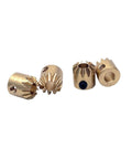 Two Pack Copper Bevel Gear Set 0.5M 12 Teeth Right Angle 1 To 1 Miter Pinion 2mm Bore Conical Bevel Gear For 90 Degree Transmission And Smooth Power Transfer, showing four copper gears on white background.