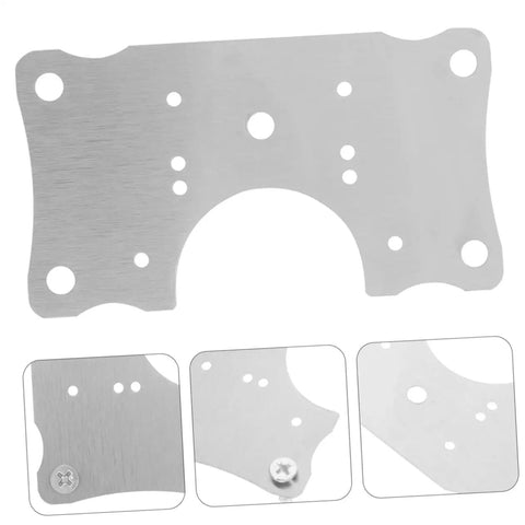 5 Piece Cabinet Hinge Plates Repair Kit For Kitchen Cabinets Easy Install, silver plates with multiple holes, modern durable design