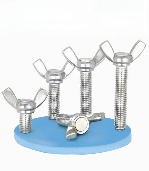 304 stainless steel wing bolts electronic equipment fasteners on blue disc for secure and easy panel adjustments