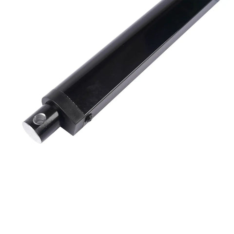 Close-up of the 32 Inch 12V Linear Actuator With Beefy 440 Pound Load Capacity, made from aluminum alloy, shown in black finish.