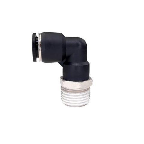 Four Pack Push To Connect Air Fittings 90 Degree Male Elbow Easy Install One Half Inch Tube Outer Diameter To One Half Inch NPT Thread
