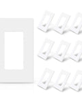 Matte White 1 Gang Screwless Wall Plate Cover For Decorator Receptacle And Switch, Built Tough Thermoplastic, 10 Pack