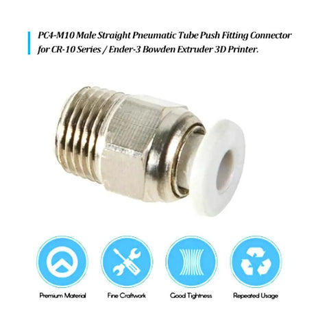 M10 Straight Pneumatic Push Fitting Connector For E3D V6 Bowden Extruder stainless steel fitting with 4mm tube