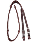 Latigo Leather 5 Plait Knotted Barrel Rein 7/8 Inch Barrel Rein Braided Knots About 6.5 Feet Long Brown Western Tack For Smooth Control
