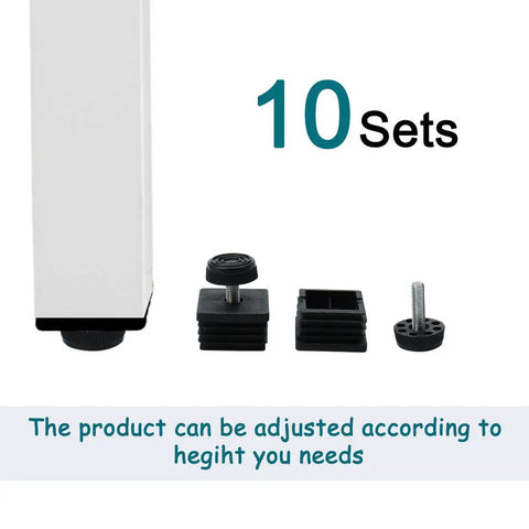Square Adjustable Furniture Leveling Feet Inserts 50x50mm Four Pack For Stable Leveling Of Tables And Chairs Height Adjustment And Anti Slip Glide Feet Easy Install image showing parts