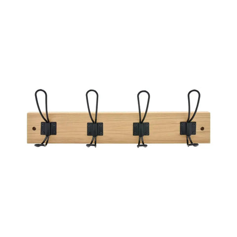 Super Sturdy Wall Mounted Coat Rack With Four Heavy Duty Hooks To Keep Clutter In Check holds jackets and scarves, natural wood design.