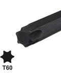 Close-up view of 1/2 Inch Drive Torx T60 Socket With S2 Steel Bits, Cr-Mo Sockets, 12 Inch Length Built For Real World Hand Use, hardened tip.