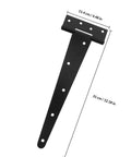 Beefy Heavy-Duty Extended T-Shape Gate Hinge With Ball Bearing For Door Installation And Outdoor Gates, black hinge with measurements