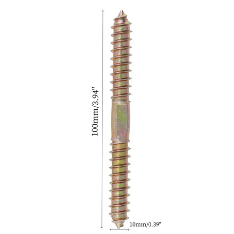 12 Pack Double Ended Screws M10 Hanger Bolts 10x100mm Carbon Steel Heavy Duty Fasteners For Wood And Metal Projects Easy Install And Secure Connection Ideal For Framing Decks Shelves And Heavy Construction Tasks, 100mm bolt