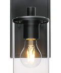 1 Light Slick Black Bathroom Vanity Sconce With Clear Tubular Glass Shade Modern Indoor Wall Lighting Hardwired Fixture Up Or Down Mount Easy Install For Any Decor