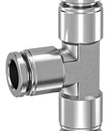 Rock Solid 304 Stainless Steel Pneumatic Air Hose Fittings Snappy Quick Release Coupling T-shaped connector for heavy-duty air hoses.