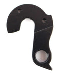 Road Bike Derailleur Hanger KF096 Replacement in Black, durable aluminum alloy, front view.