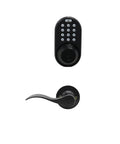 Electronic Touchpad Entry Keyless Deadbolt and Passage Lever Combo in Black, Easy Install, front view