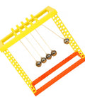 Desktop Newtons Cradle Balance Balls Set For Science Lovers Pendulum Physics Desk Toy with yellow and orange plastic frame