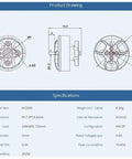 Technical diagram of 1.5mm Shaft Brushless Motor With 2900KV 3800KV And 4600KV For 3 To 6S FPV Drones 2.5 To 4 Inch Quadcopters Pack Of Four