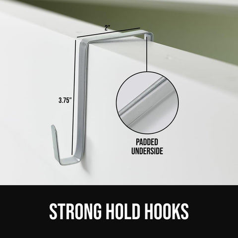 Heavy Duty Over The Door Organizer With Five Deep Hanging Shelves For Closet Shoe And Bathroom Vanity Storage Holds Fifty Pounds Rock Solid Dorm Life Upgrade Black strong hold hooks with padded undersides for support.
