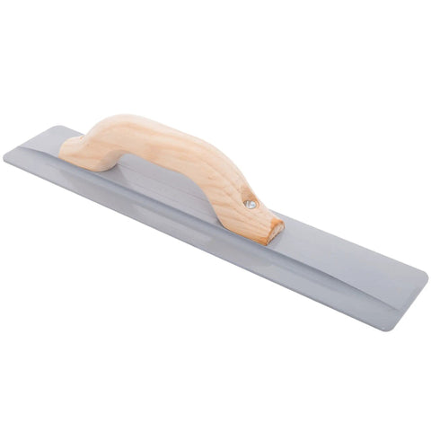 16 Inch Beveled End Magnesium Concrete Float with Wood Handle, Pro Grade Hand Tool for Ultra Smooth Finishes, side view