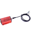 Red Eddy Current Displacement Sensor No Contact Inductive Measurement for Shaft Vibration Monitoring with cables visible