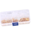 Kickstart Your DIY Projects With This Awesome 150 Piece Assorted Female Crimp Spade Terminal Kit Featuring 2.8mm 4.8mm And 6.3mm Connectors Plus Full Insulation Sheath For Serious Wire Wrapping Mastery. Transparent plastic case with assorted gold female spade terminals