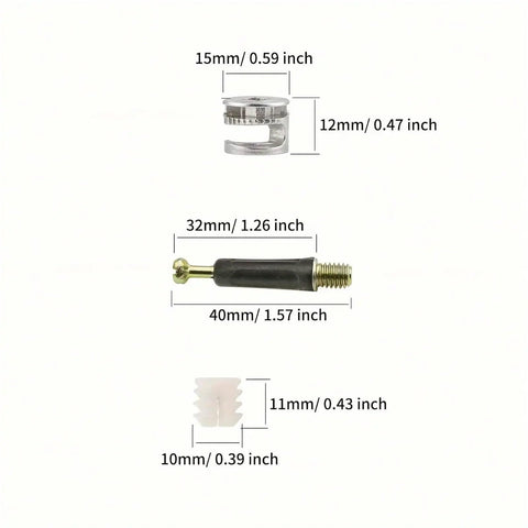 Dimensions of Three In One Furniture Fastener Set For Rock Solid Joints And Smooth Finish Industrial Hardware.