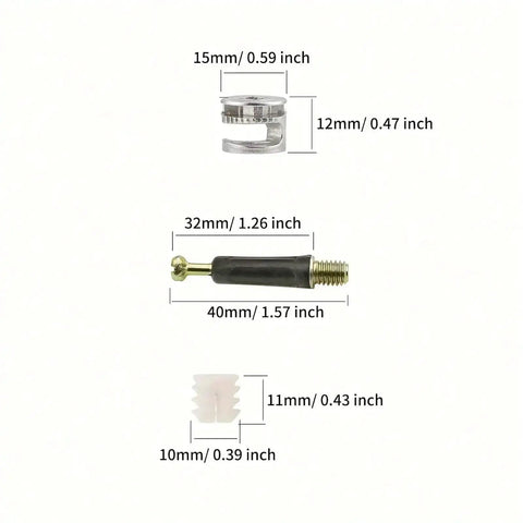 Cam Screws For Furniture Quick Mount 3 In 1 Fastener Set With Smooth Finish dimensions visual