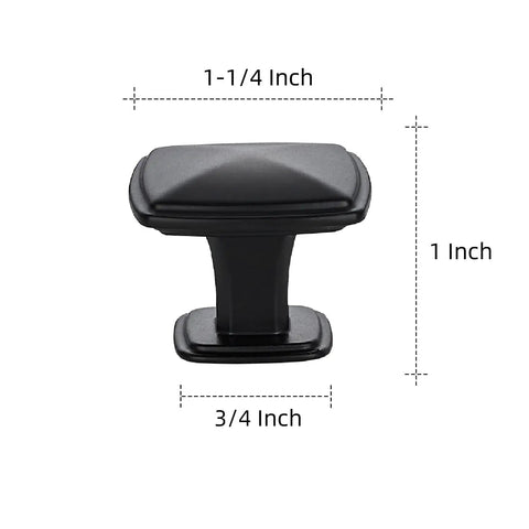 Matte Black Square Cabinet Knobs 15 Pack for Kitchen Cabinets and Dresser Drawers Single Hole Hardware with dimensions