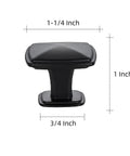 Single Hole Square Kitchen Cabinet Knobs In Matte Black, 25 Pack, Modern Euro Style Hardware To Upgrade Your Cabinets, Durable Metal Construction, Easy Install, Ideal For Kitchens, Bathrooms, And Dressers, 1-1/4 in x 1 in