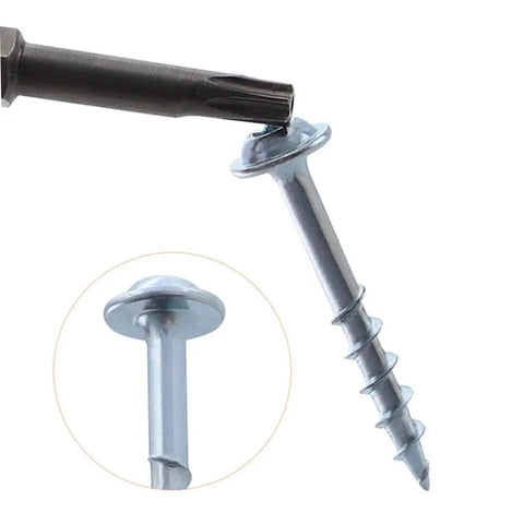 Pocket Hole Wood Screws Self Tapping Torx T20 Heavy Duty Coarse Thread 1-1/4 Inch 32mm Silver close-up with drill bit