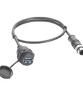 Rugged Beefy Industrial USB 3.0 A Female To M12 B Code 5 Pin Bulkhead Panel Mount Cable IP67 Waterproof With Cap
