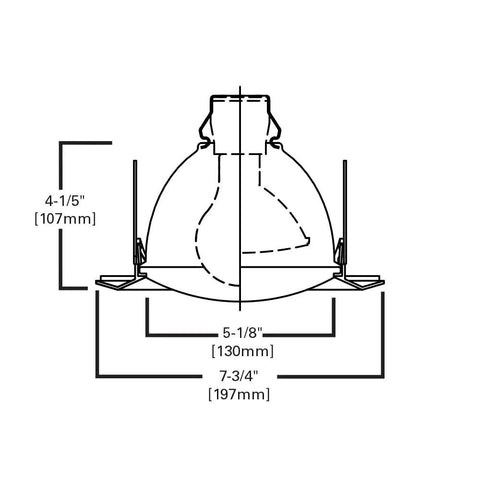 Diagram of Six Inch White Recessed Ceiling Light Trim With Frosted Glass Lens Wet Rated Shower Lighting For E26 Series Recessed Cans